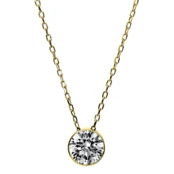 Solitär Collier Kette aus 750 Gold Gelbgold mit Brillant 1,00 Ct. Zarge L: 43cm