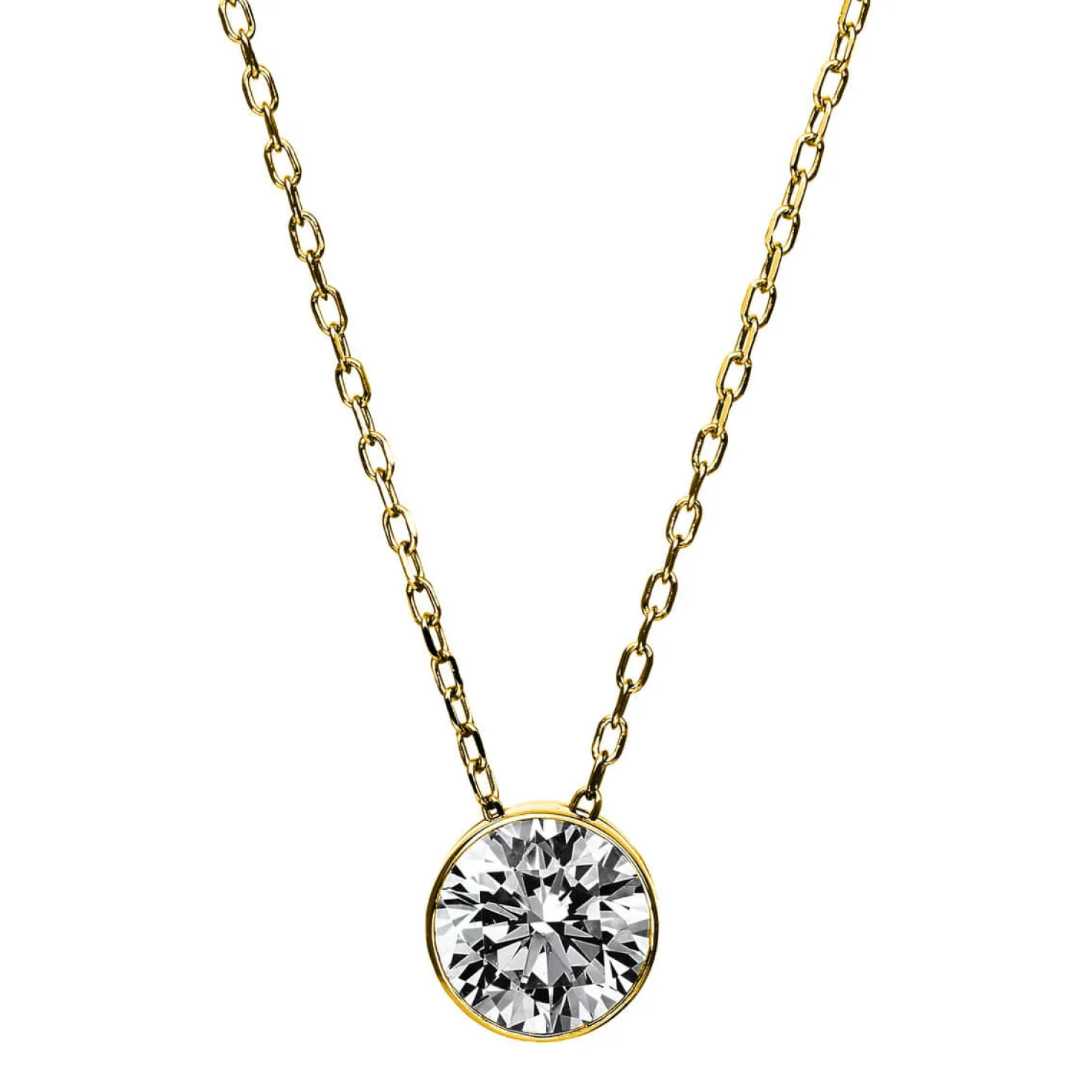 Solitär Collier Kette aus 585 Gold Gelbgold mit Brillant 1,00 Ct. Zarge L: 43cm