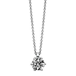 Solitär Collier Kette aus 750 Gold Weißgold Brillant 1,00 Ct. 6er-Krappe L: 42cm