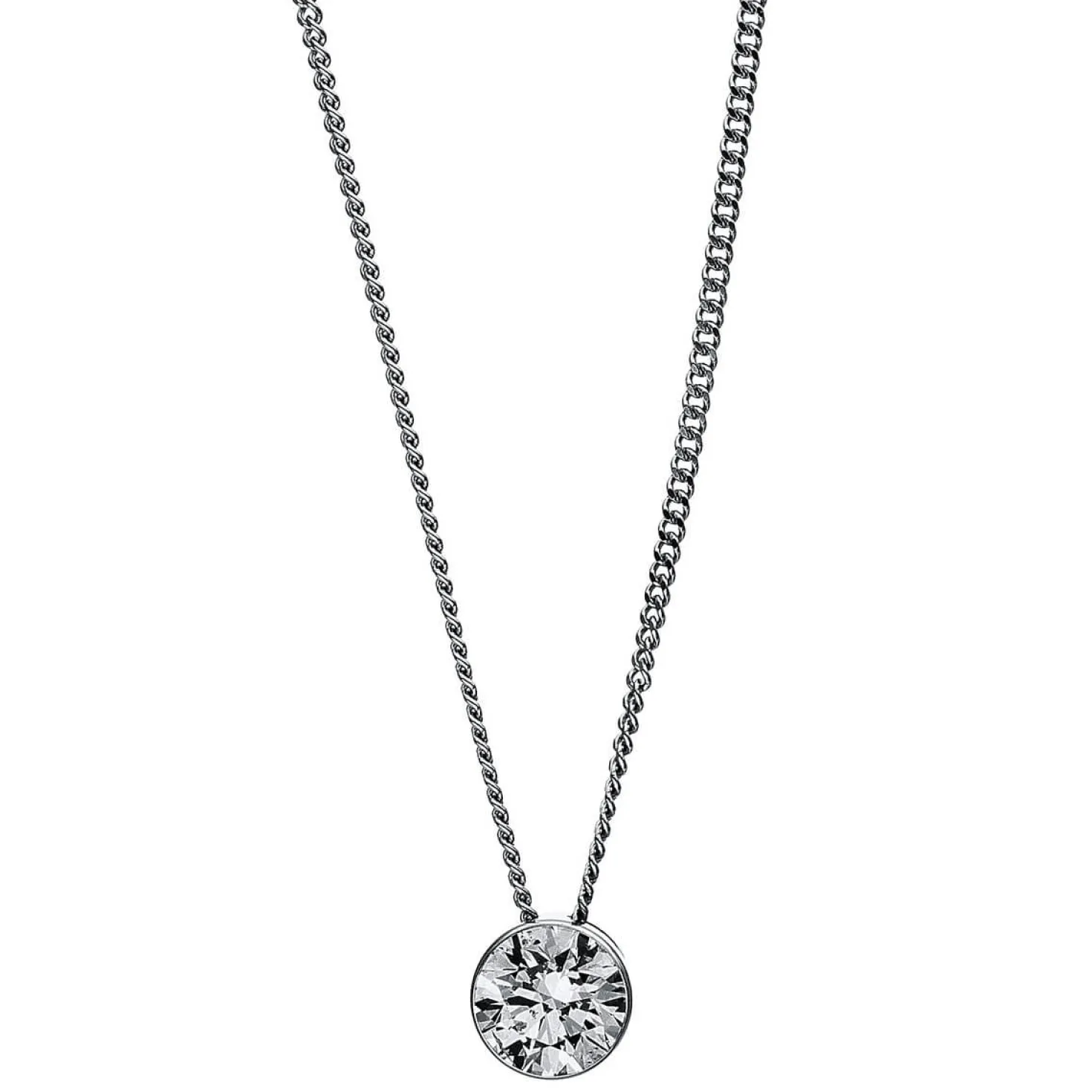 Solitär Collier Kette aus 585 Gold Weißgold mit Brillant 0,40 Ct. Zarge L: 43cm