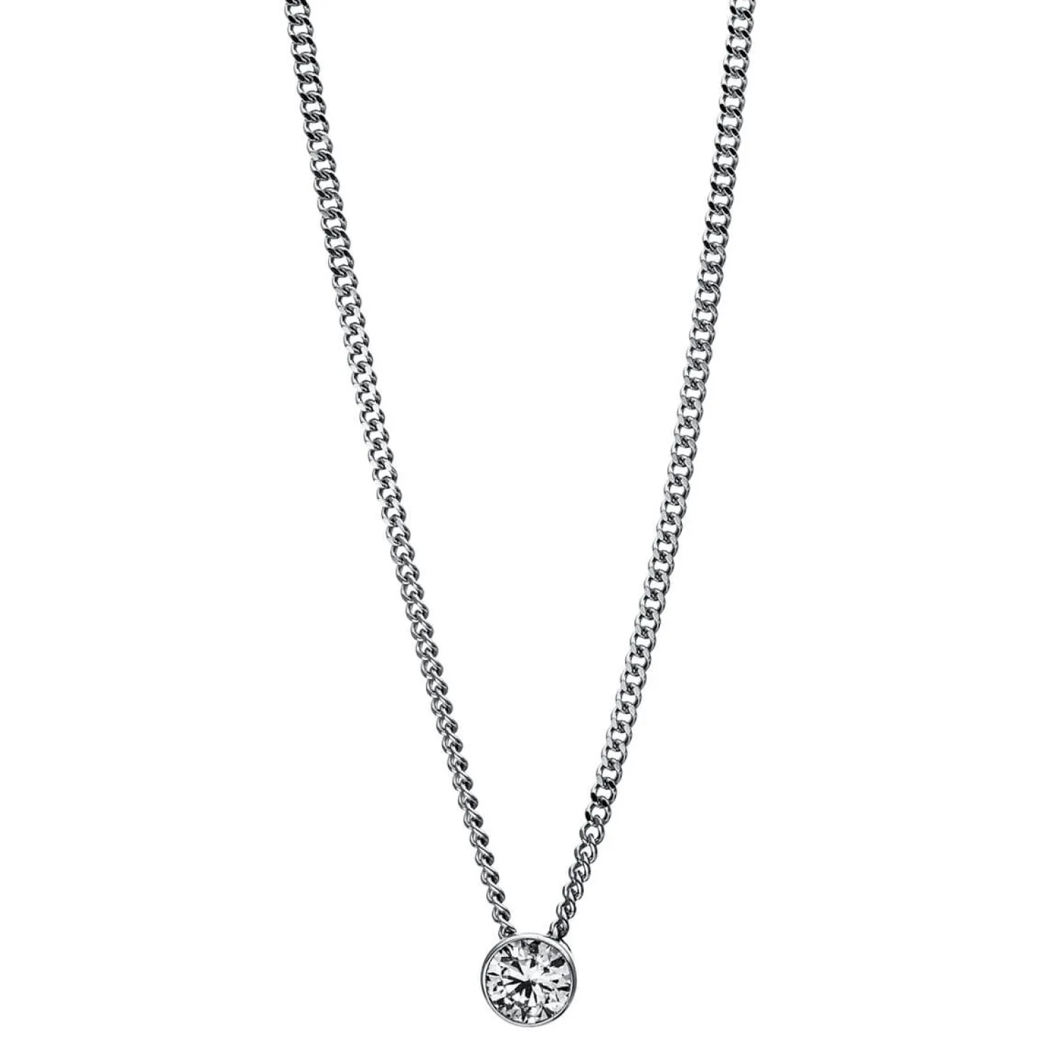 Solitär Collier Kette aus 750 Gold Weißgold mit Brillant 0,10 Ct. Zarge L: 43cm