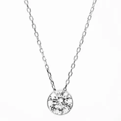 Solitär Collier Kette aus 585 Gold Weißgold mit Brillant 1,00 Ct. Zarge L: 43cm