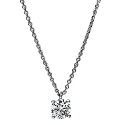 Solitär Collier Kette aus 950 Platin mit Brillant 0,50 Ct. 4er-Krappe L: 42cm