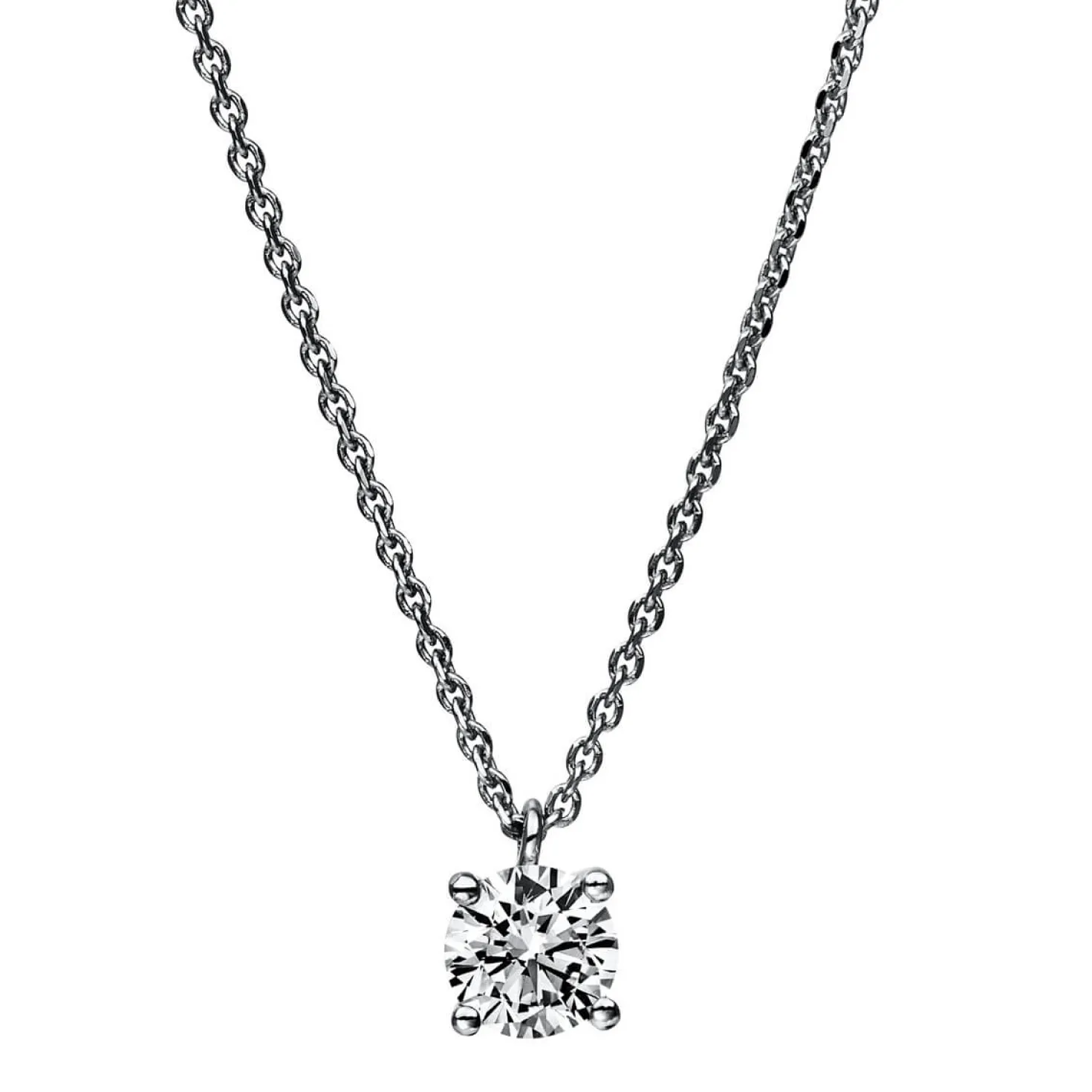 Solitär Collier Kette aus 950 Platin mit Brillant 0,50 Ct. 4er-Krappe L: 42cm