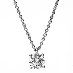 Solitär Collier Kette aus 950 Platin mit Brillant 0,50 Ct. 4er-Krappe L: 42cm