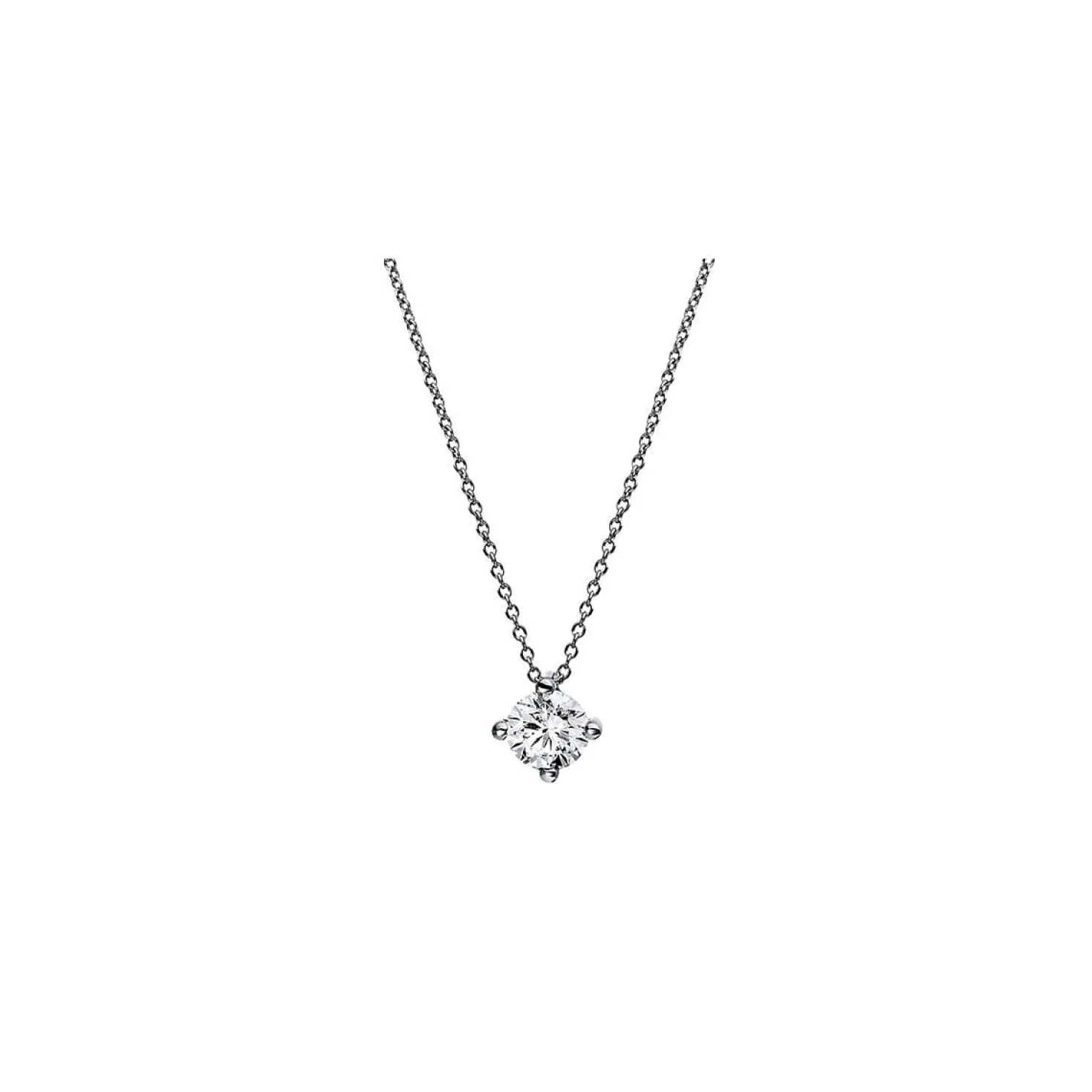 Solitär Collier Kette aus 950 Platin mit Brillant 0,70 Ct. 4er-Krappe L: 42cm