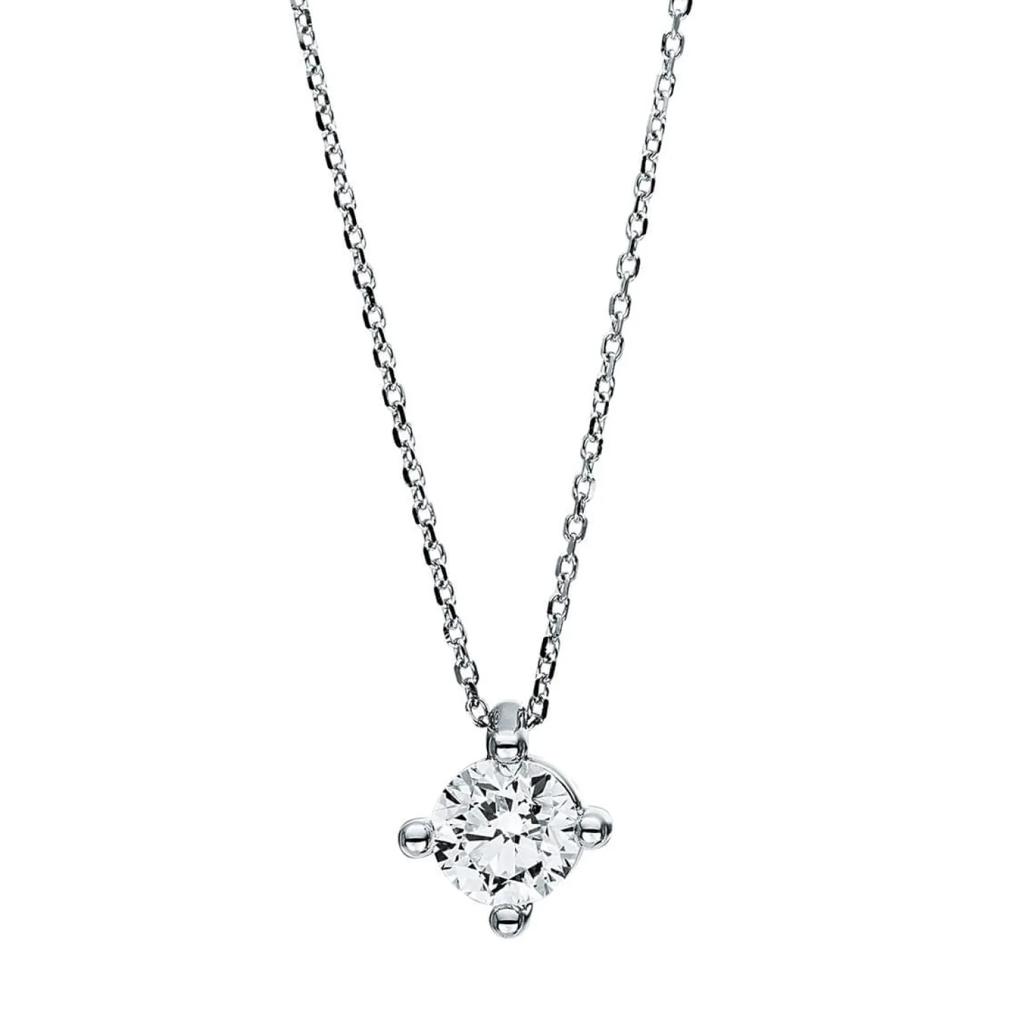 Solitär Collier Kette aus 950 Platin mit Brillant 0,70 Ct. 4er-Krappe L: 42cm