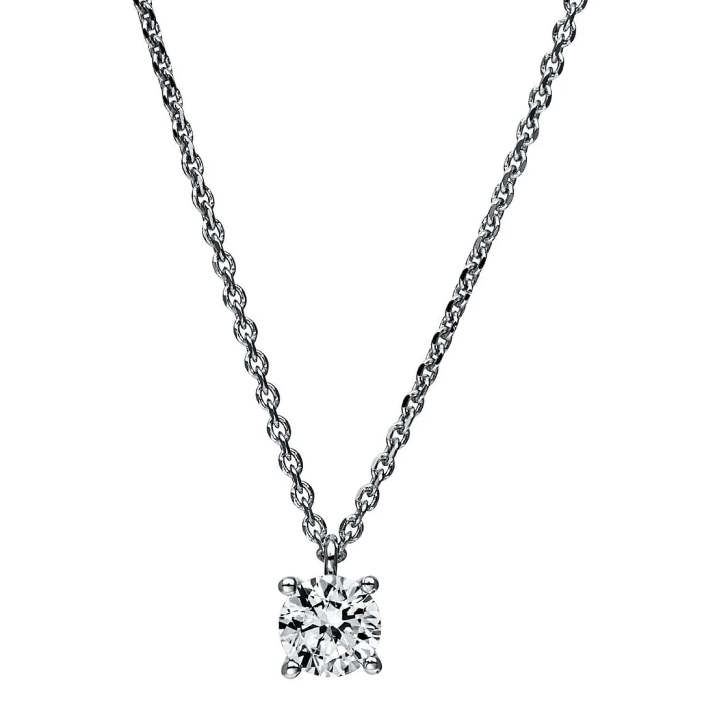 Solitär Collier Kette aus 950 Platin mit Brillant 0,40 Ct. 4er-Krappe L: 42cm