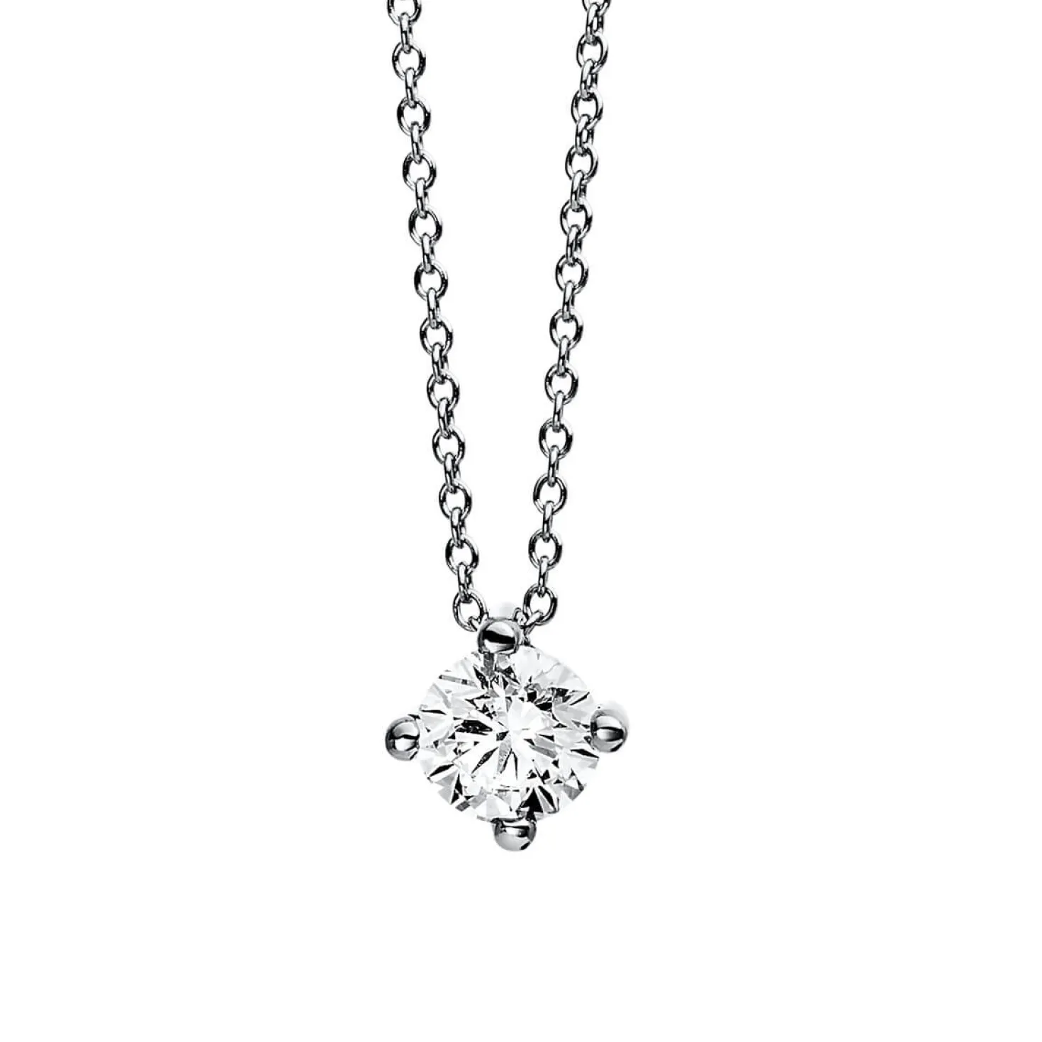 Solitär Collier Kette aus 950 Platin mit Brillant 0,50 Ct. 4er-Krappe L: 42cm