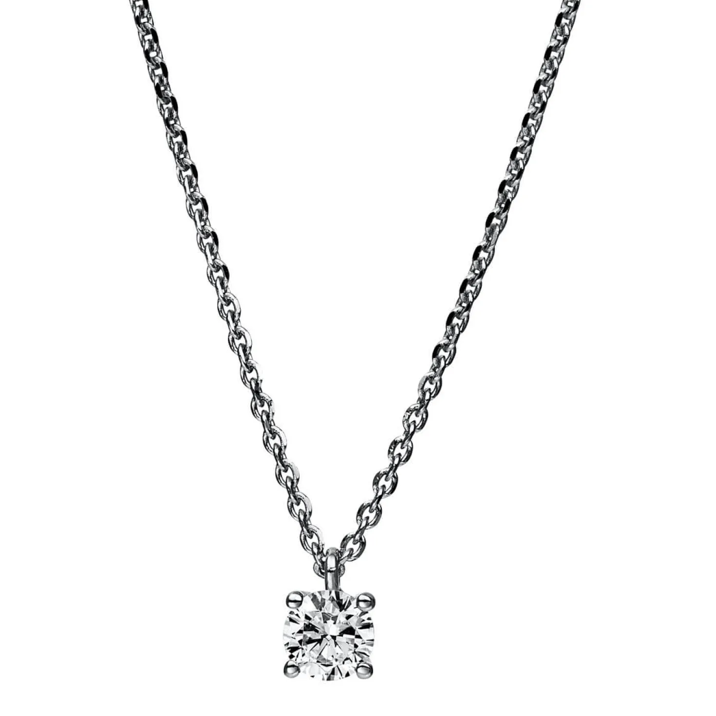 Solitär Collier Kette aus 950 Platin mit Brillant 0,25 Ct. 4er-Krappe L: 42cm