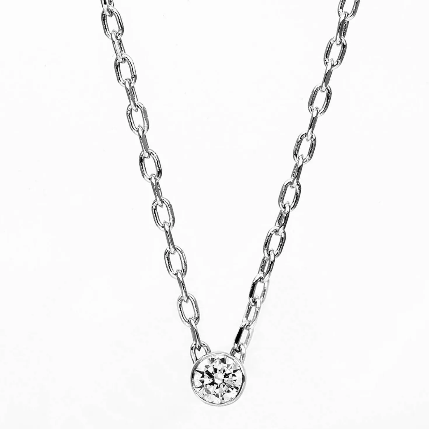 Solitär Collier Kette aus 950 Platin mit Brillant 0,05 Ct. Zarge L: 45,5cm