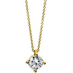 Solitär Collier Kette 585 Gold Gelbgold Brillant 1,00 Ct. 4er-Krappe S: 0,9mm