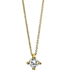 Solitär Collier Kette 750 Gold Gelbgold Brillant 0,25 Ct. L: 42cm, Ø5,9mm