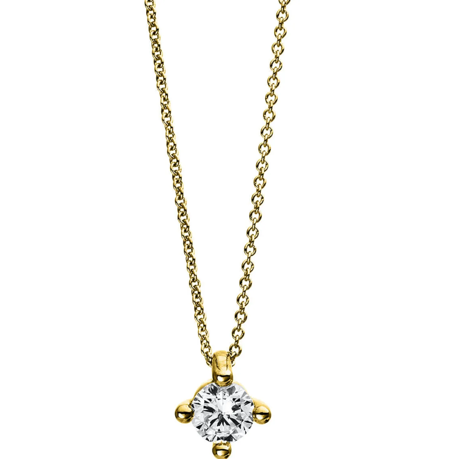 Solitär Collier Kette 750 Gold Gelbgold Brillant 0,25 Ct. L: 42cm, Ø5,9mm