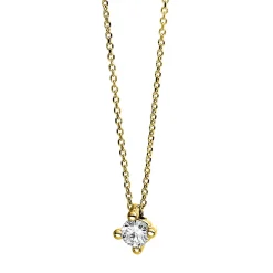 Solitär Collier Kette 585 Gold Gelbgold Brillant 0,10 Ct. L: 42cm, Ø3,6mm