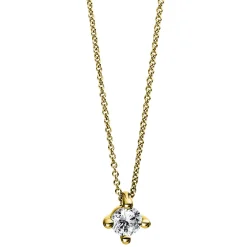 Solitär Collier Kette 585 Gold Gelbgold Brillant 0,15 Ct. L: 42cm, Ø5,2mm