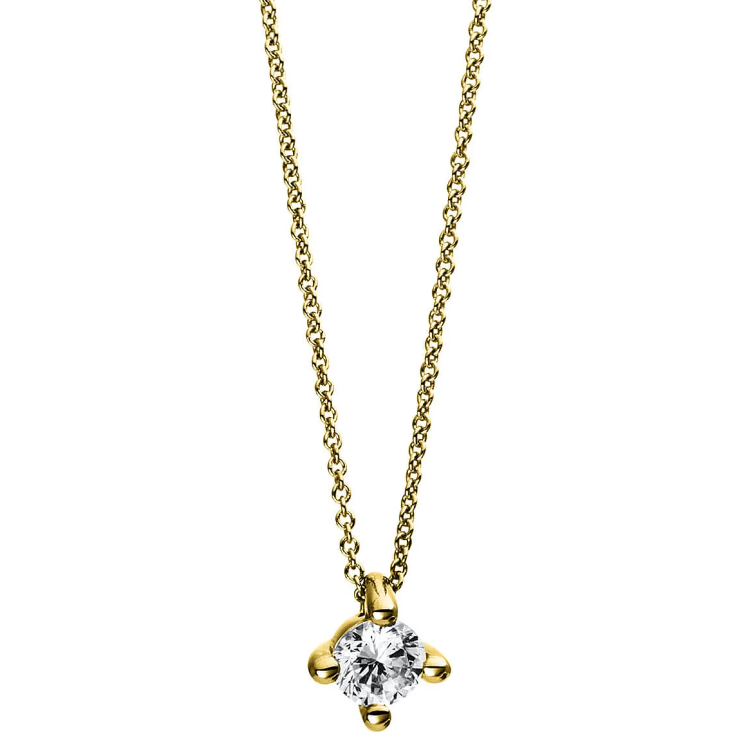 Solitär Collier Kette 585 Gold Gelbgold Brillant 0,15 Ct. L: 42cm, Ø5,2mm