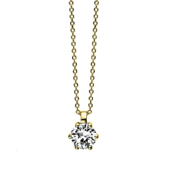 Solitär Collier Kette 750 Gold Gelbgold Brillant 0,25 Ct. L: 42cm, S: 0,7mm