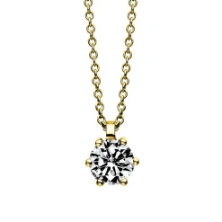 Solitär Collier Kette 750 Gold Gelbgold Brillant 0,50 Ct. L: 42cm, S: 0,9mm