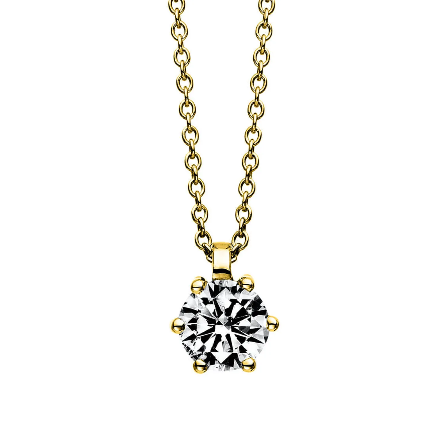 Solitär Collier Kette 750 Gold Gelbgold Brillant 0,50 Ct. L: 42cm, S: 0,9mm