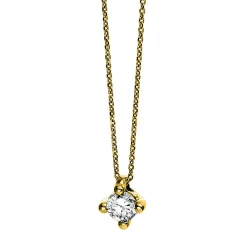 Solitär Collier Kette 750 Gold Gelbgold Brillant 0,20 Ct. L: 42cm, S: 0,7mm