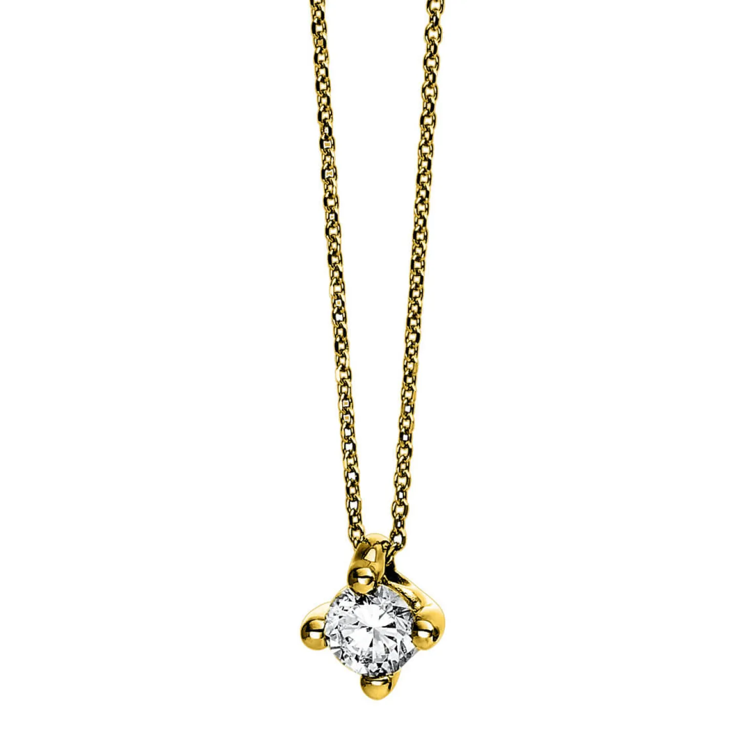 Solitär Collier Kette 750 Gold Gelbgold Brillant 0,20 Ct. L: 42cm, S: 0,7mm