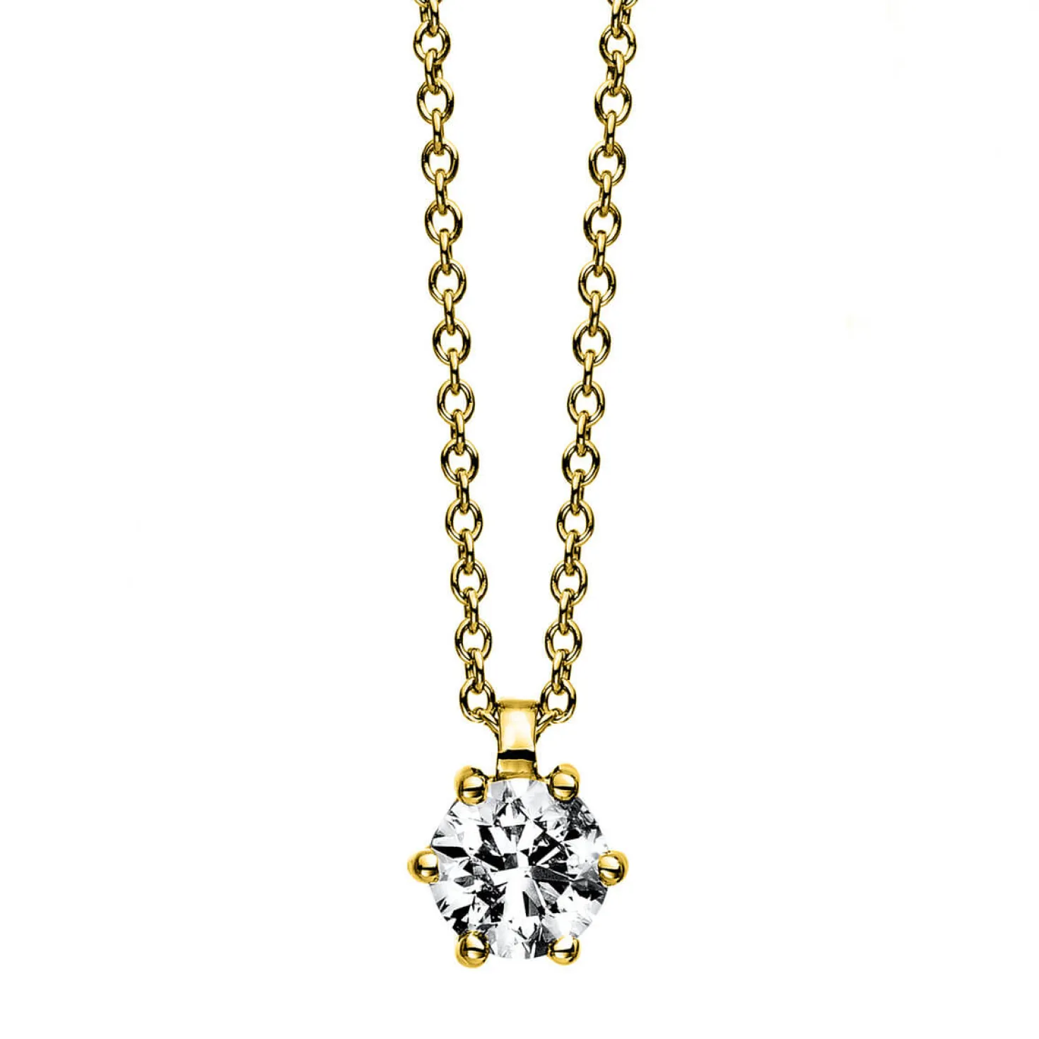 Solitär Collier Kette 750 Gold Gelbgold Brillant 0,40 Ct. L: 42cm, S: 0,9mm