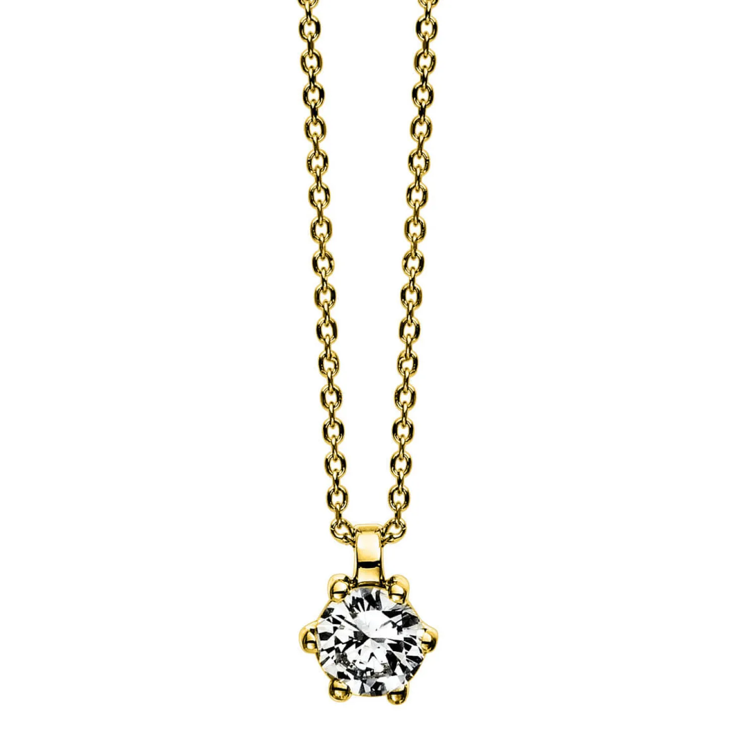 Solitär Collier Kette 750 Gold Gelbgold Brillant 0,20 Ct. L: 42cm, S: 0,7mm