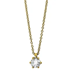 Solitär Collier Kette 585 Gold Gelbgold Brillant 0,30 Ct. L: 42cm, S: 0,9mm