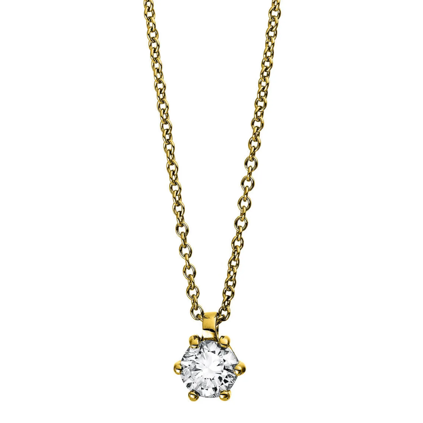 Solitär Collier Kette 585 Gold Gelbgold Brillant 0,30 Ct. L: 42cm, S: 0,9mm