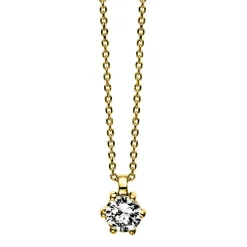 Solitär Collier Kette 585 Gold Gelbgold Brillant 0,20 Ct. L: 42cm, S: 0,7mm