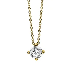 Solitär Collier Kette 585 Gold Gelbgold mit Brillant 0,50 Ct. 4er-Krappe L: 42cm
