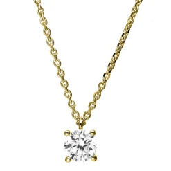 Solitär Collier Kette 750 Gold Gelbgold mit Brillant 0,40 Ct. 4er-Krappe L: 42cm