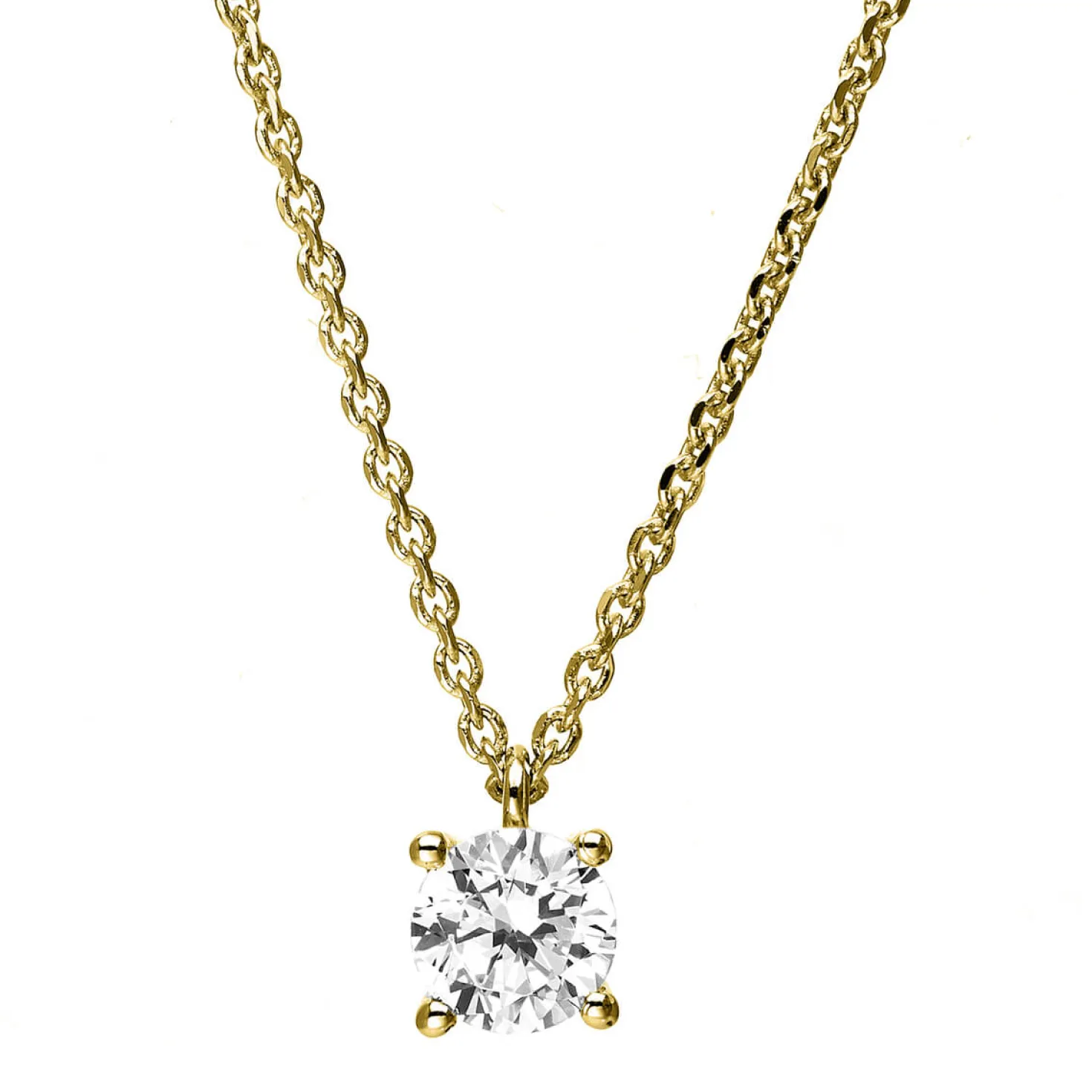 Solitär Collier Kette 585 Gold Gelbgold mit Brillant 0,40 Ct. 4er-Krappe L: 42cm