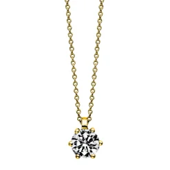Solitär Collier Kette 585 Gold Gelbgold mit Brillant 1,00 Ct. 6er-Krappe L: 42cm