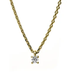 Solitär Collier Kette 585 Gold Gelbgold mit Brillant 0,05 Ct. 4er-Krappe L: 42cm