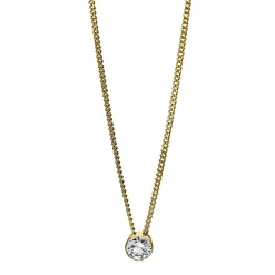 Solitär Collier Kette 585 Gold Gelbgold mit Brillant 0,15 Ct. Zarge L: 43cm