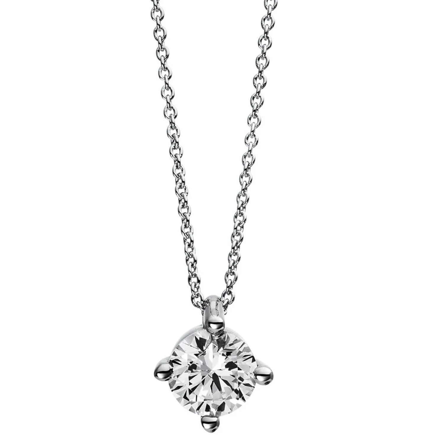 Solitär Collier Kette 585 Gold Weißgold Brillant 1,00 Ct. 4er-Krappe S: 0,9mm
