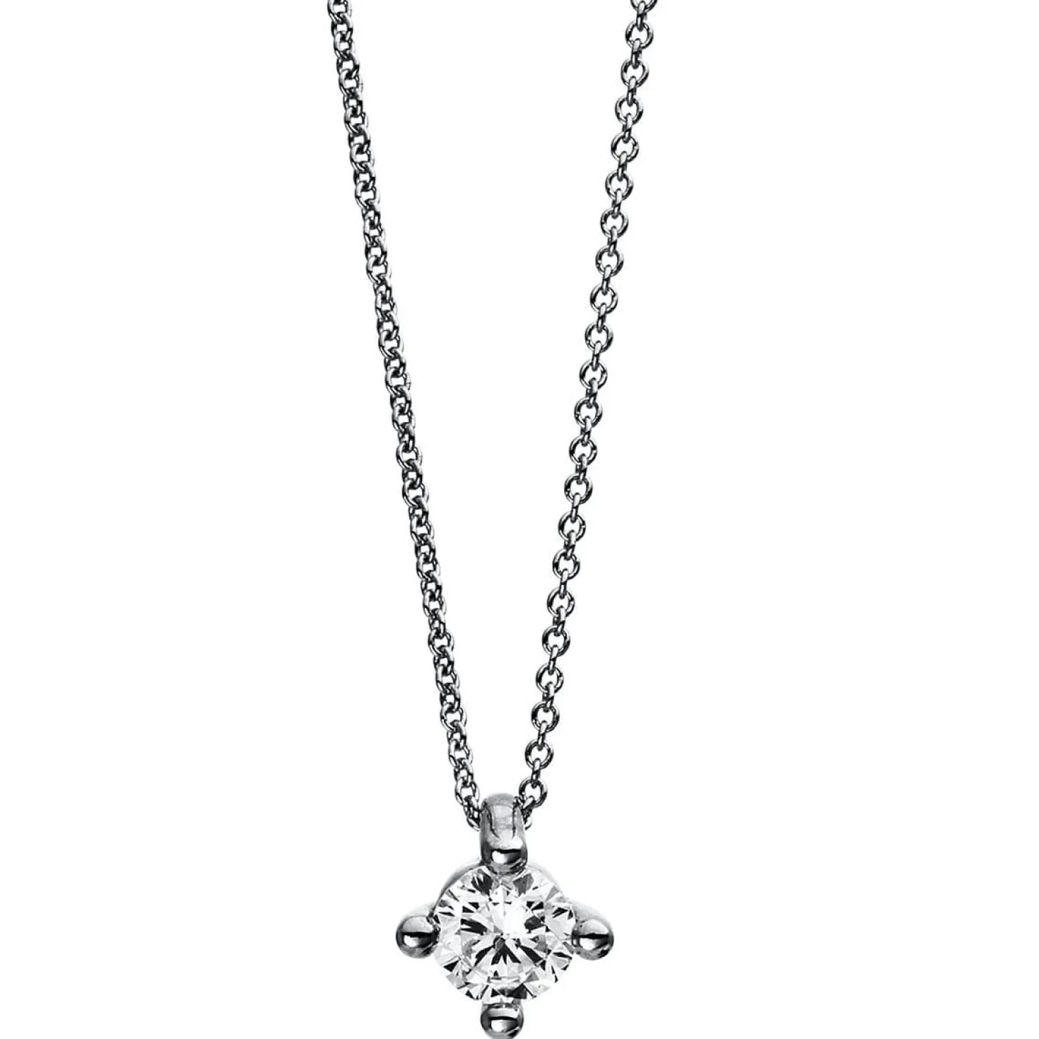 Solitär Collier Kette 585 Gold Weißgold Brillant 0,25 Ct. L: 42cm, Ø5,9mm