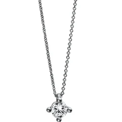Solitär Collier Kette 750 Gold Weißgold Brillant 0,25 Ct. L: 42cm, Ø5,9mm