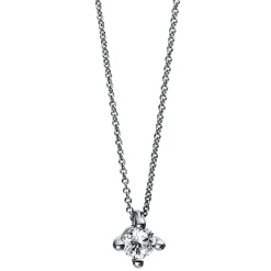 Solitär Collier Kette 750 Gold Weißgold Brillant 0,15 Ct. L: 42cm, Ø5,2mm