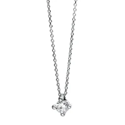 Solitär Collier Kette 750 Gold Weißgold Brillant 0,10 Ct. L: 42cm, Ø3,6mm