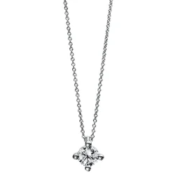 Solitär Collier Kette 750 Gold Weißgold Brillant 0,20 Ct. L: 42cm, S: 0,7mm