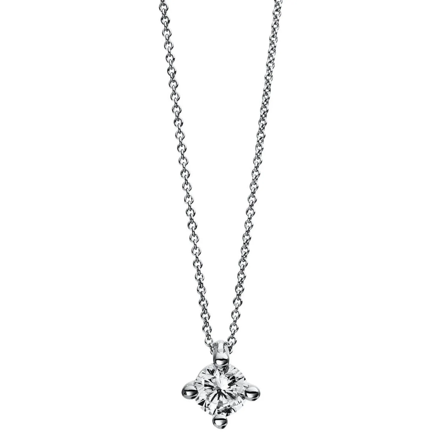 Solitär Collier Kette 585 Gold Weißgold Brillant 0,20 Ct. L: 42cm, S: 0,7mm