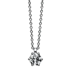Solitär Collier Kette 585 Gold Weißgold Brillant 0,40 Ct. L: 42cm, S: 0,9mm