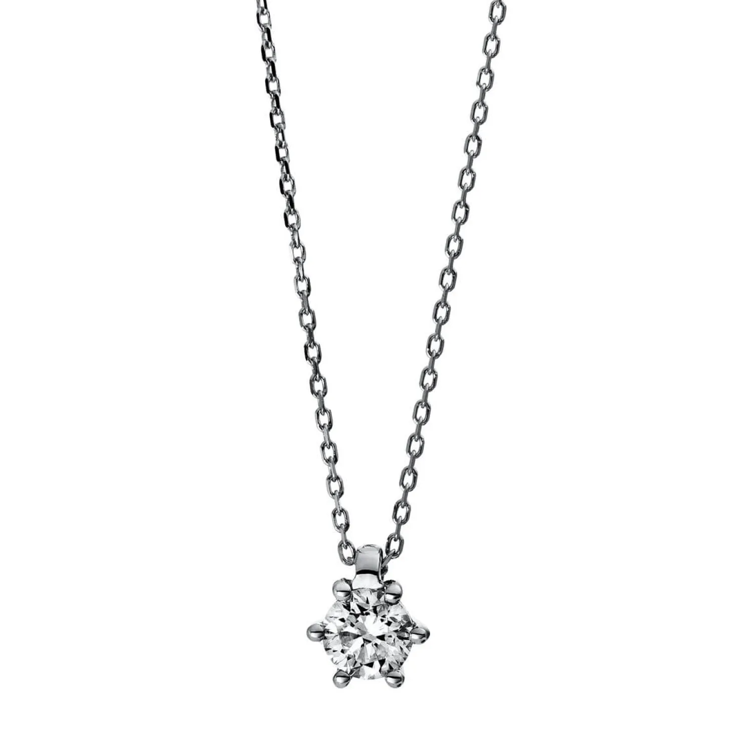 Solitär Collier Kette 585 Gold Weißgold Brillant 0,20 Ct. L: 42cm, S: 0,7mm