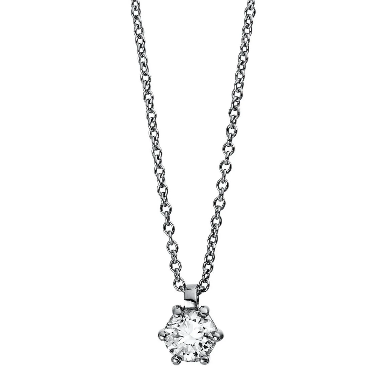 Solitär Collier Kette 585 Gold Weißgold Brillant 0,30 Ct. L: 42cm, S: 0,9mm