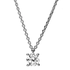 Solitär Collier Kette 585 Gold Weißgold mit Brillant 0,40 Ct. 4er-Krappe L: 42cm