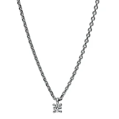 Solitär Collier Kette 750 Gold Weißgold mit Brillant 0,05 Ct. 4er-Krappe L: 42cm