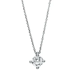 Solitär Collier Kette 750 Gold Weißgold mit Brillant 0,70 Ct. 4er-Krappe L: 42cm